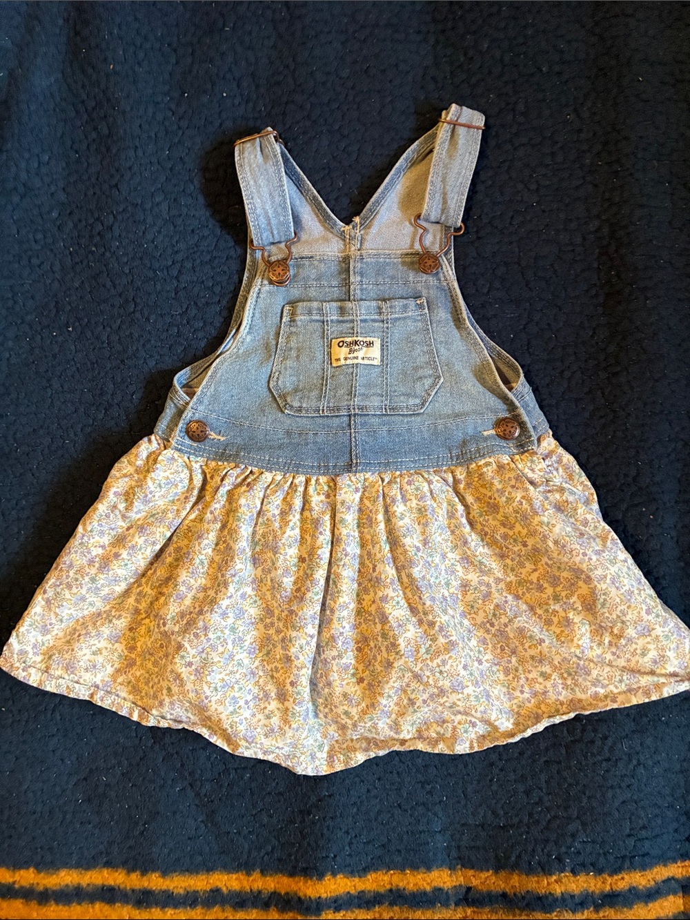 OshKosh B'gosh Blue Denim Floral Overall Dress
